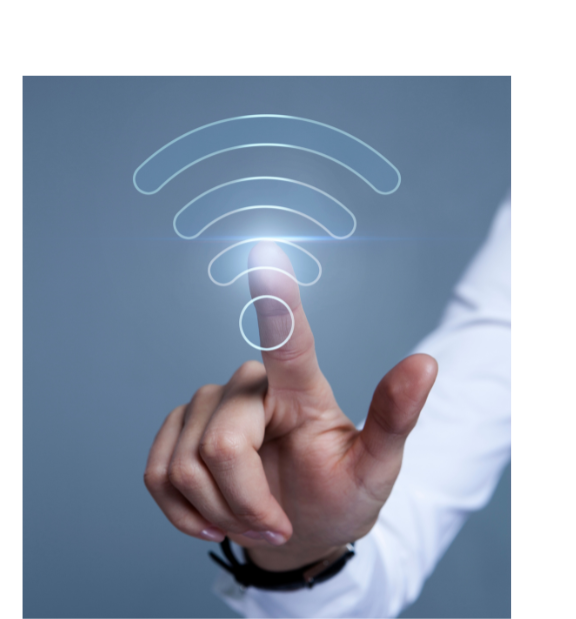 Businessman Touching WiFi Wireless Symbol