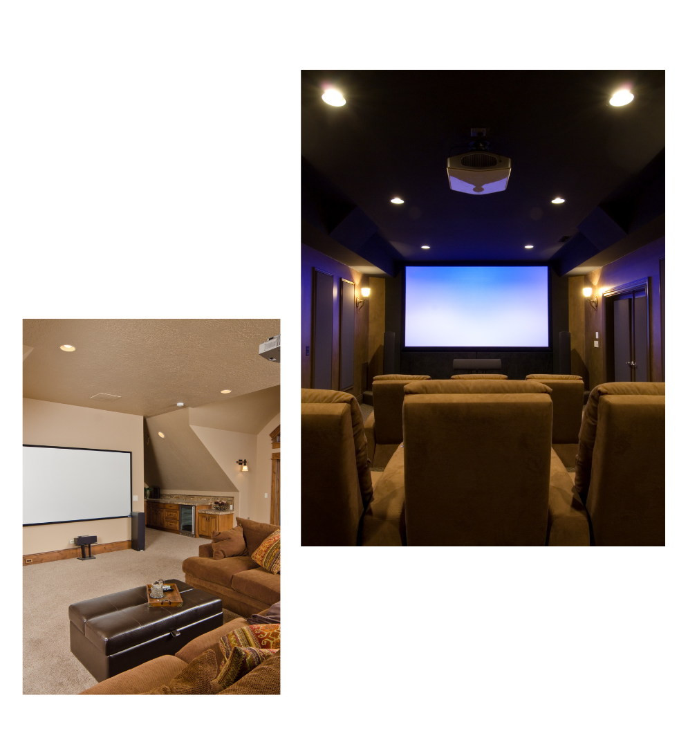 collage of home theaters